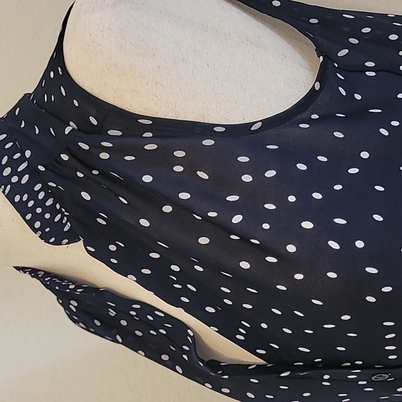 PerSeption Concept Midnight Blue Polka Dot Top - Picture 2 of 4